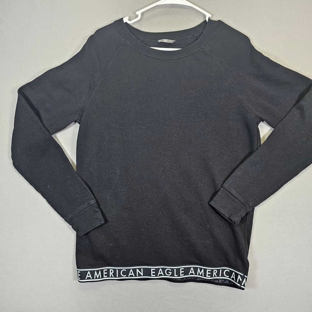 American Eagle AE Lounge Black Sweatshirt Crew Neck Pullover Comfy Top
